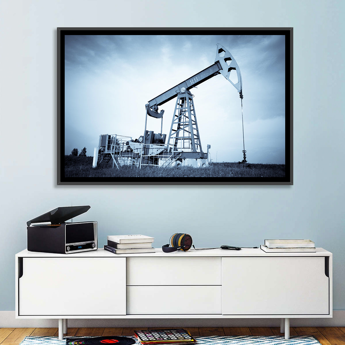 Oil Pump Jack 1211 Wall Art in a room, landscape