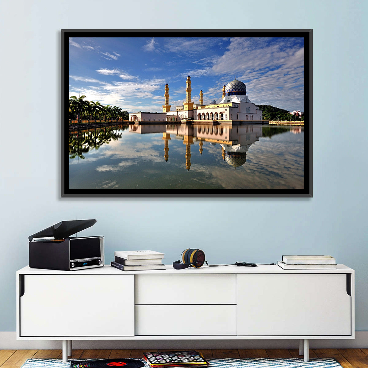 Kota Kinabalu City Mosque Wall Art in a room, landscape