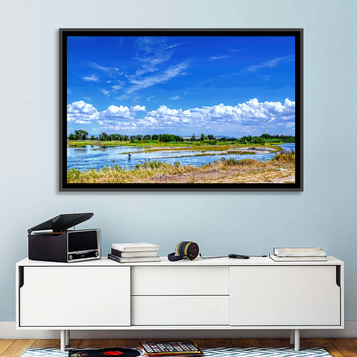 Snake River Fly Fishing, Idaho Wall Art in a room, landscape