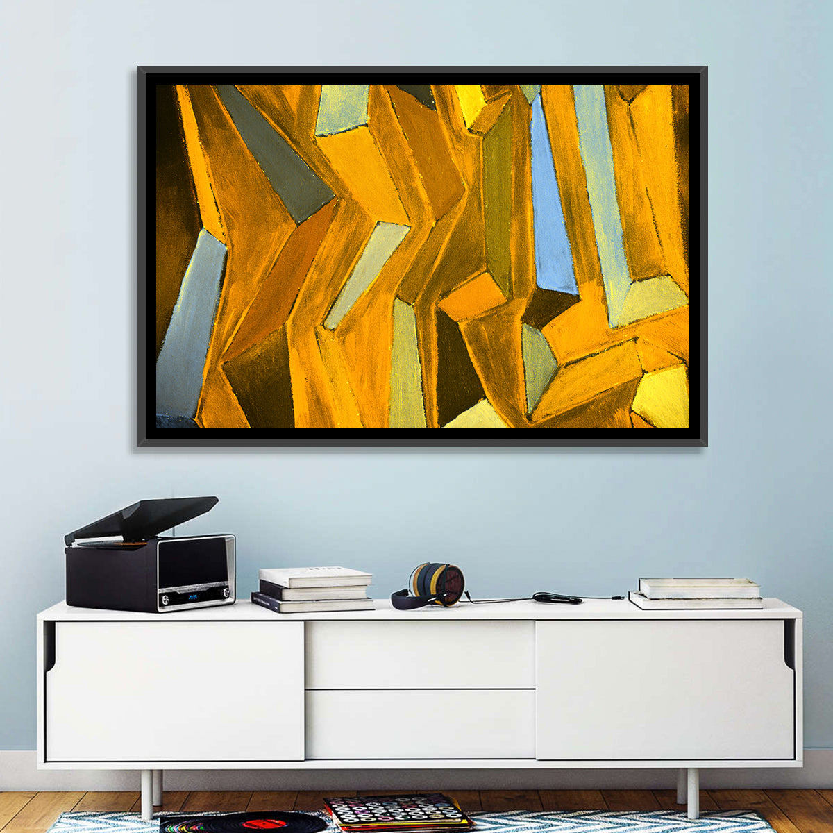 Golden Blocks Abstract Wall Art