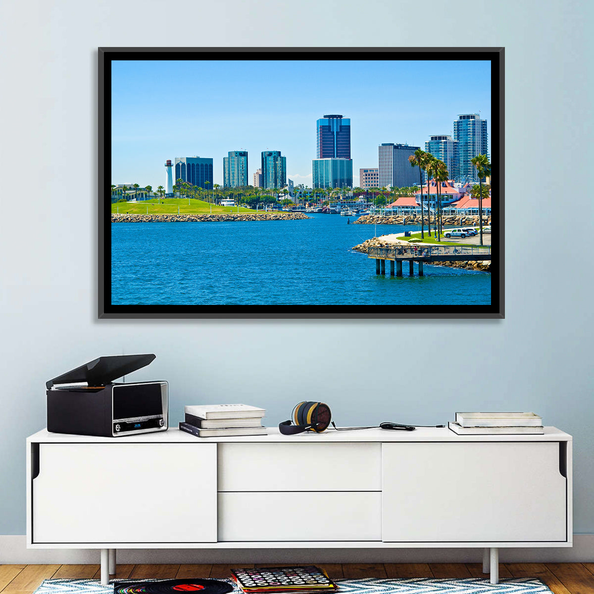 Long Beach Rainbow Harbor Skyline Wall Art