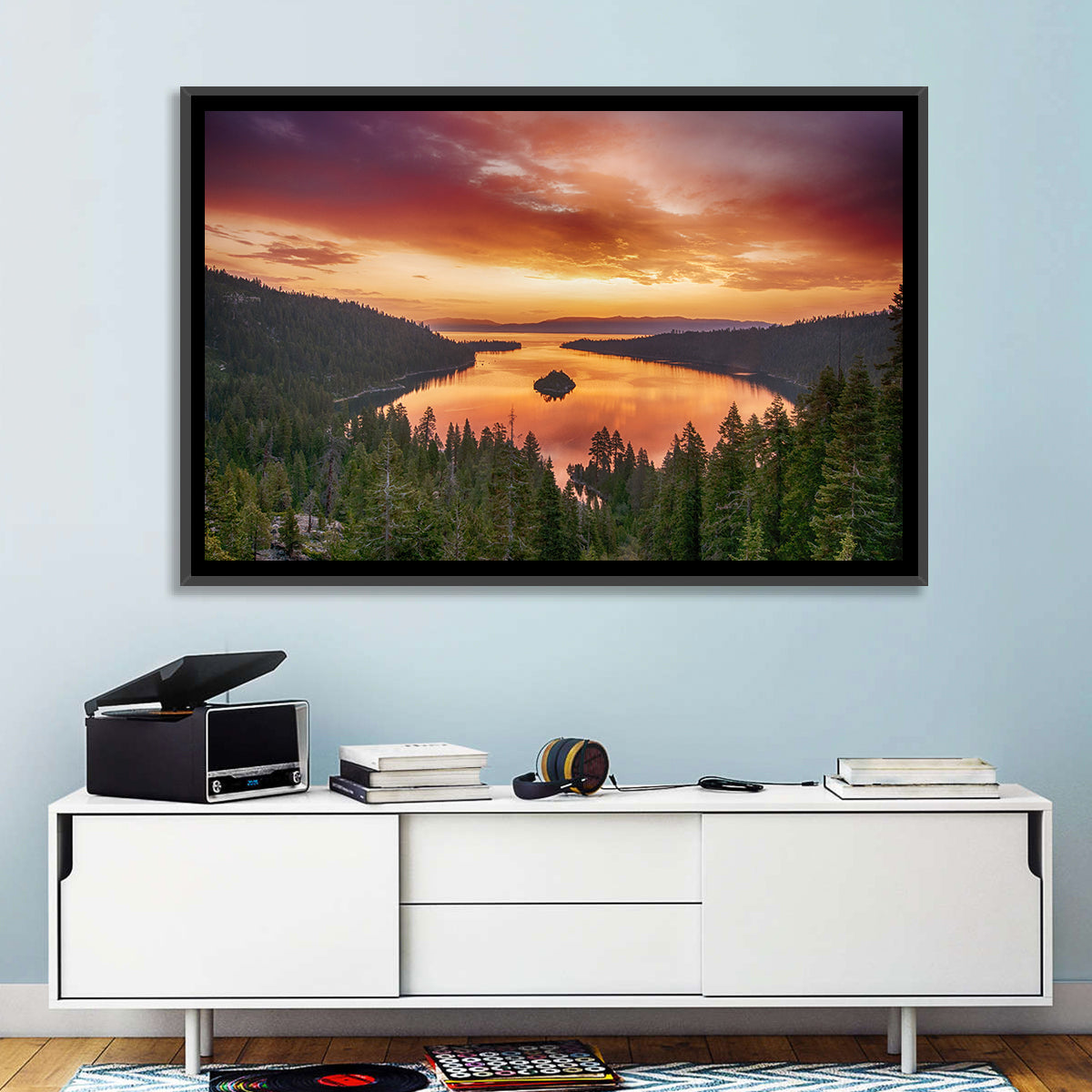 Emerald Bay Sunrise, Lake Tahoe Wall Art in a room, landscape