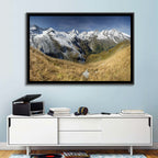 Crisp Alpine Valley with Snow-capped Peaks Wall Art