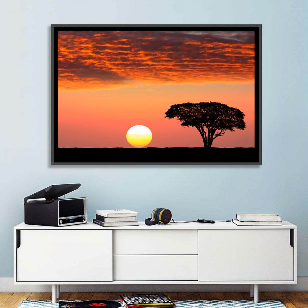 Serengeti Sunset Silhouette Wall Art