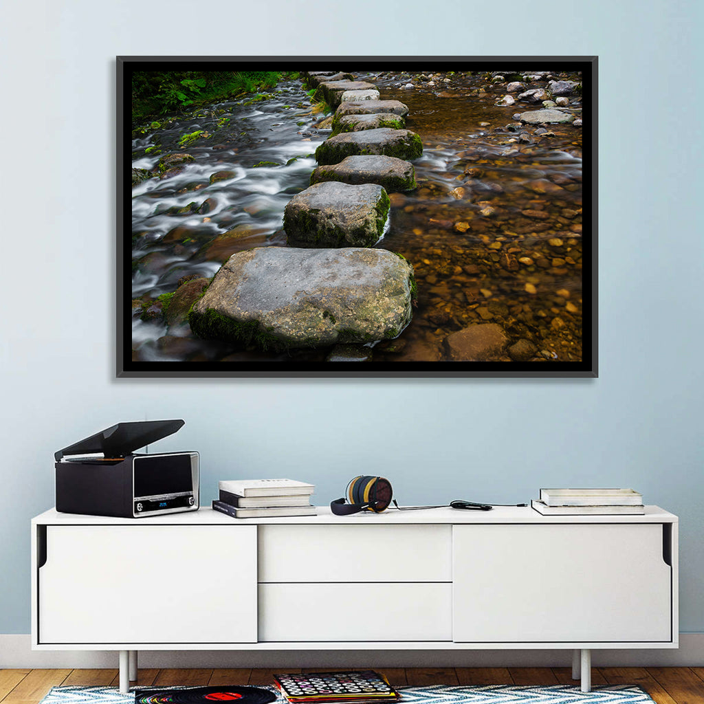 Mossy Stepping Stones Over Stream Wall Art
