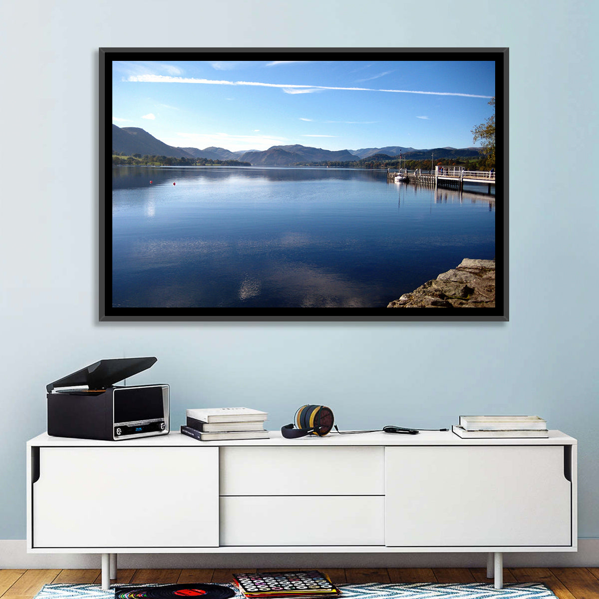 Lake Ullswater Pier Wall Art in a room, landscape