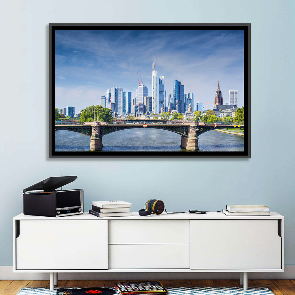 Frankfurt Skyline with Eiserner Steg Wall Art
