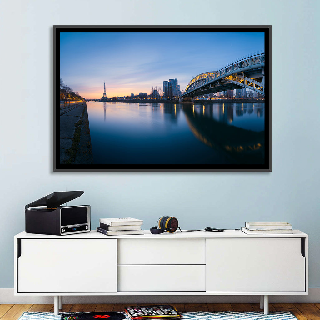 Eiffel Tower Golden Hour Reflection Wall Art