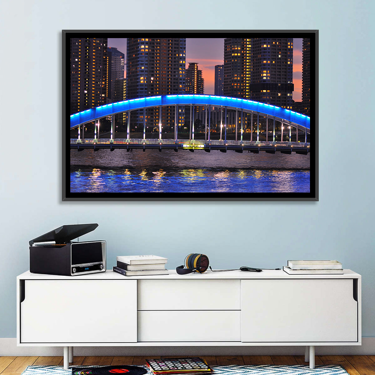 Eitai Bashi Bridge Wall Art in a room, landscape