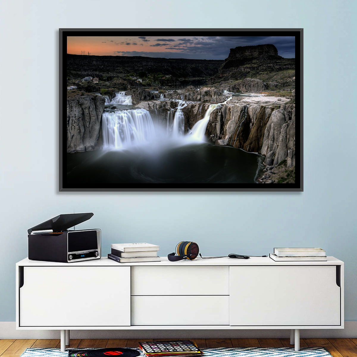 Shoshone Falls at Dusk Wall Art in a room, landscape
