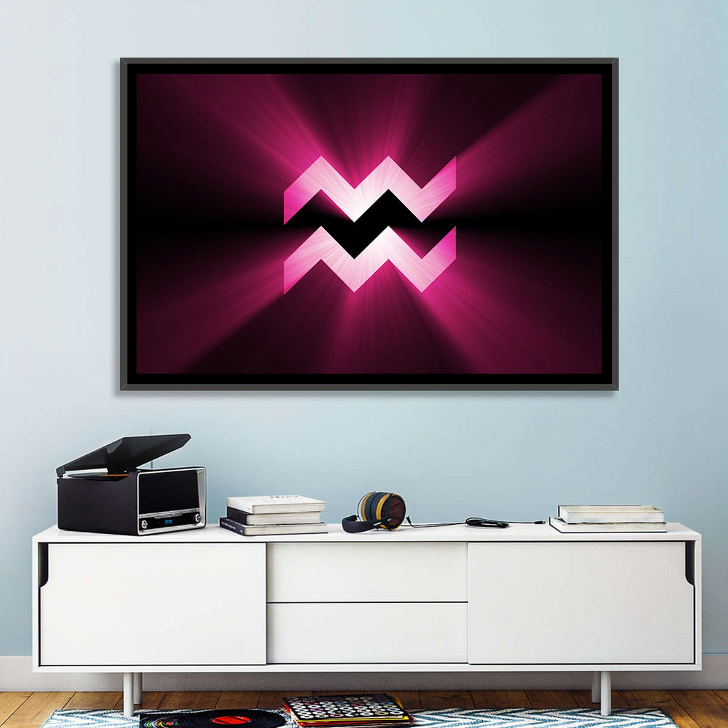 Magenta Aquarius Symbol Wall Art