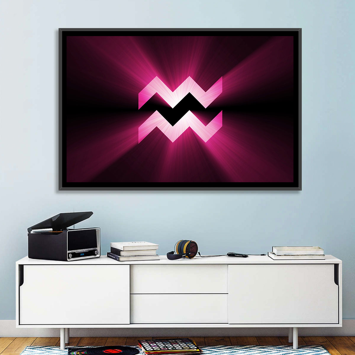 Magenta Aquarius Symbol Wall Art
