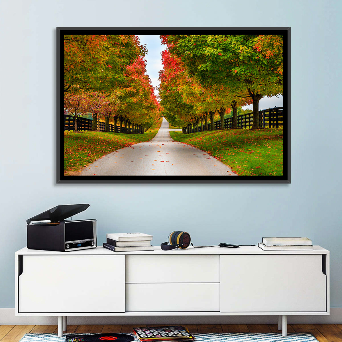 Tree-lined Farm Lane, Kentucky Wall Art in a room, landscape