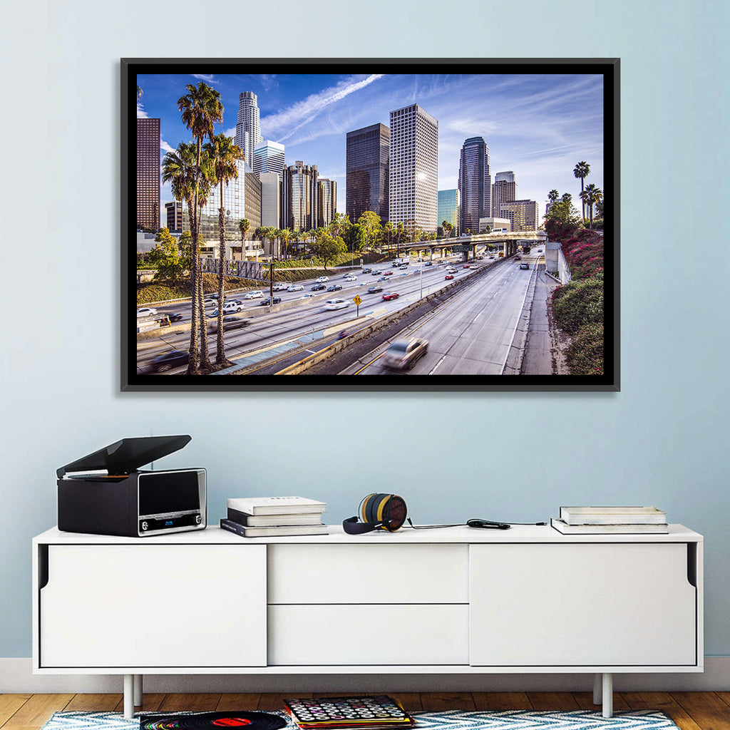 Los Angeles Freeway to Downtown Skyline Wall Art