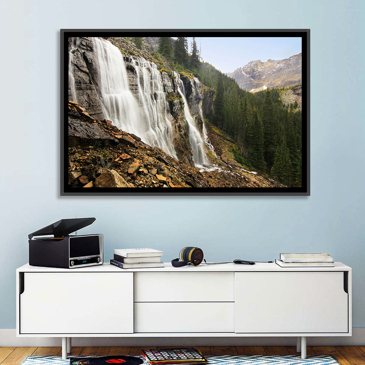 Seven Veils Falls Wall Art in a room, landscape