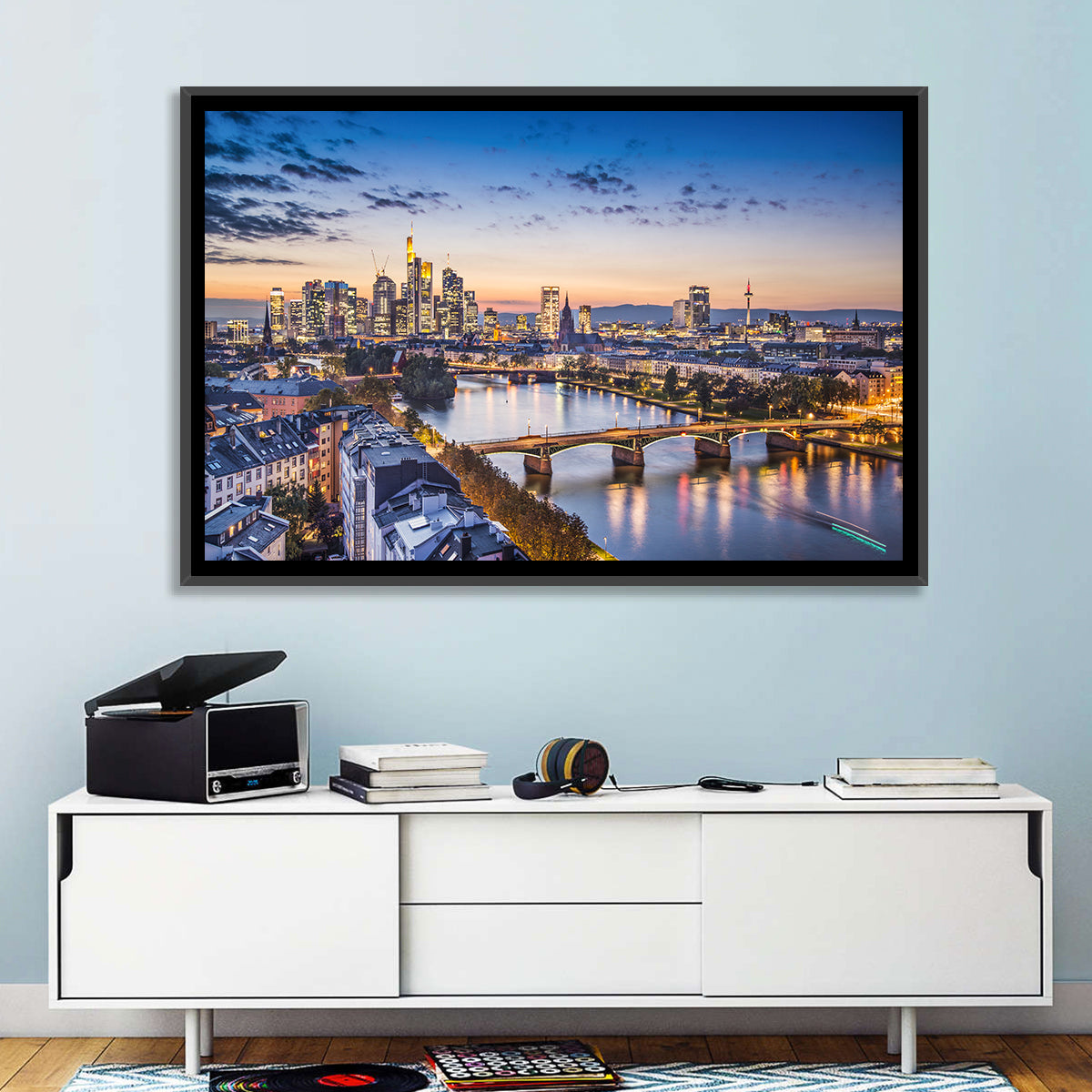 Frankfurt Twilight Skyline Wall Art