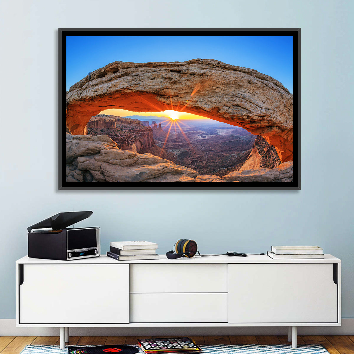 Mesa Arch Sunburst Wall Art in a room, landscape