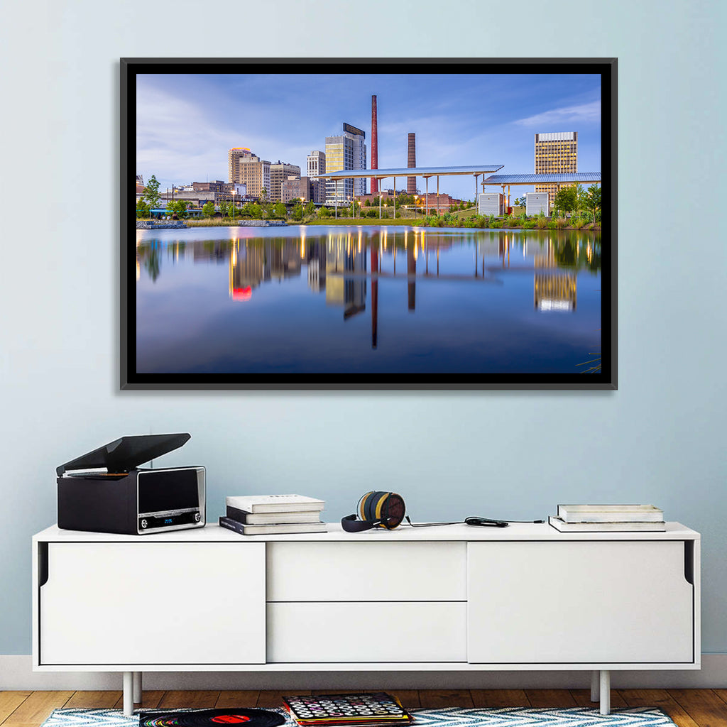 Birmingham Skyline Reflection at Twilight Wall Art