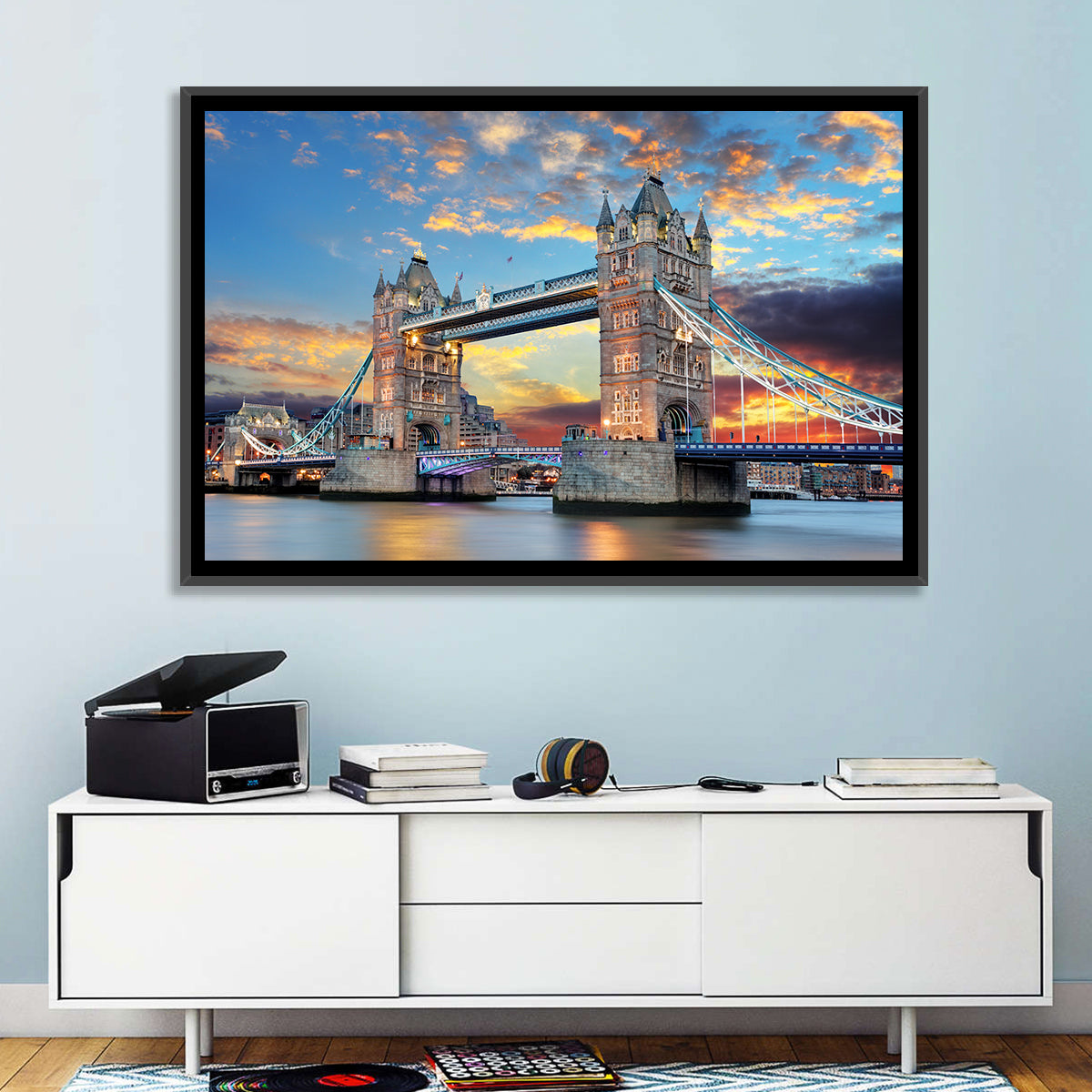 Tower Bridge at Sunset Wall Art in a room, landscape