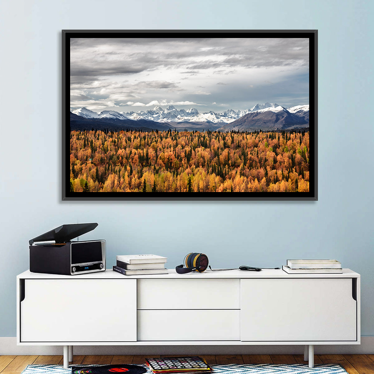 Talkeetna Autumn Landscape Wall Art in a room, landscape