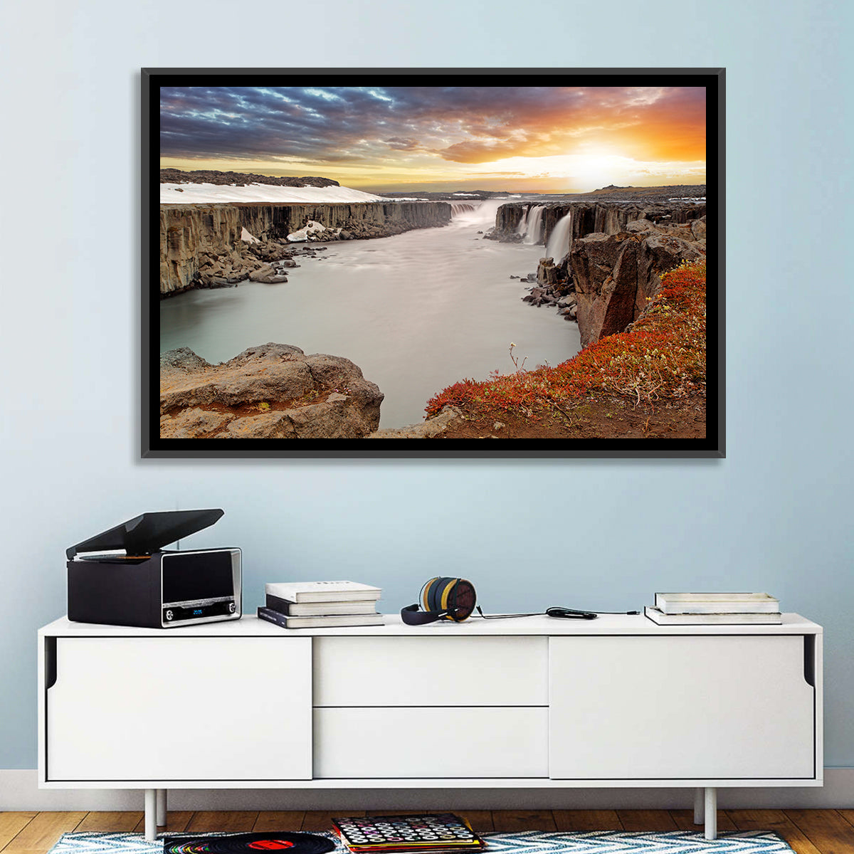 Selfoss Waterfall at Sunset Wall Art
