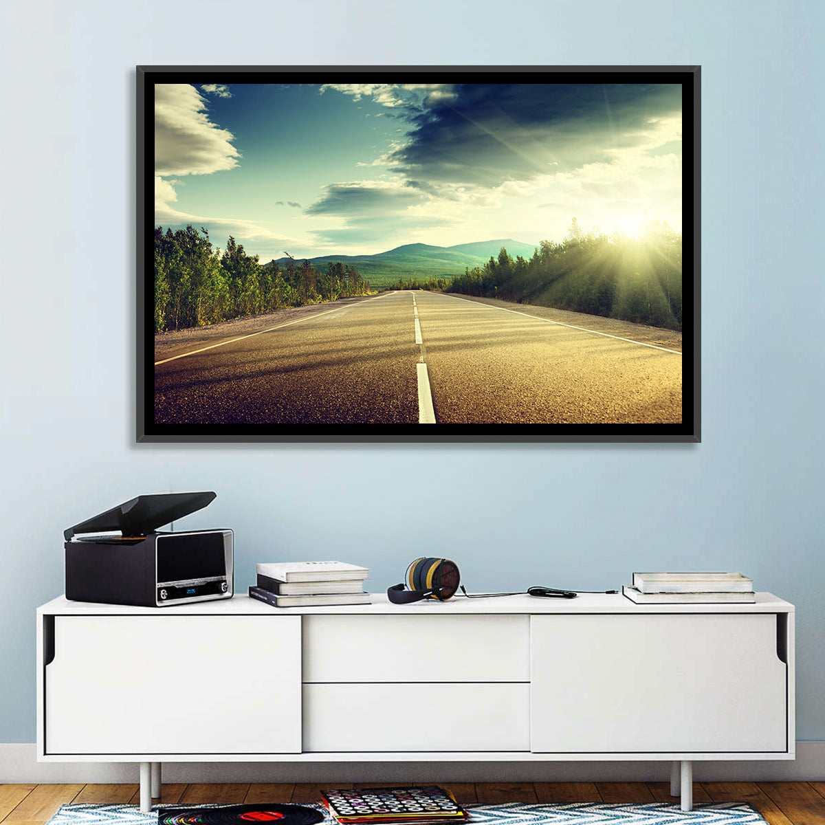 Sunlit Asphalt Road Wall Art