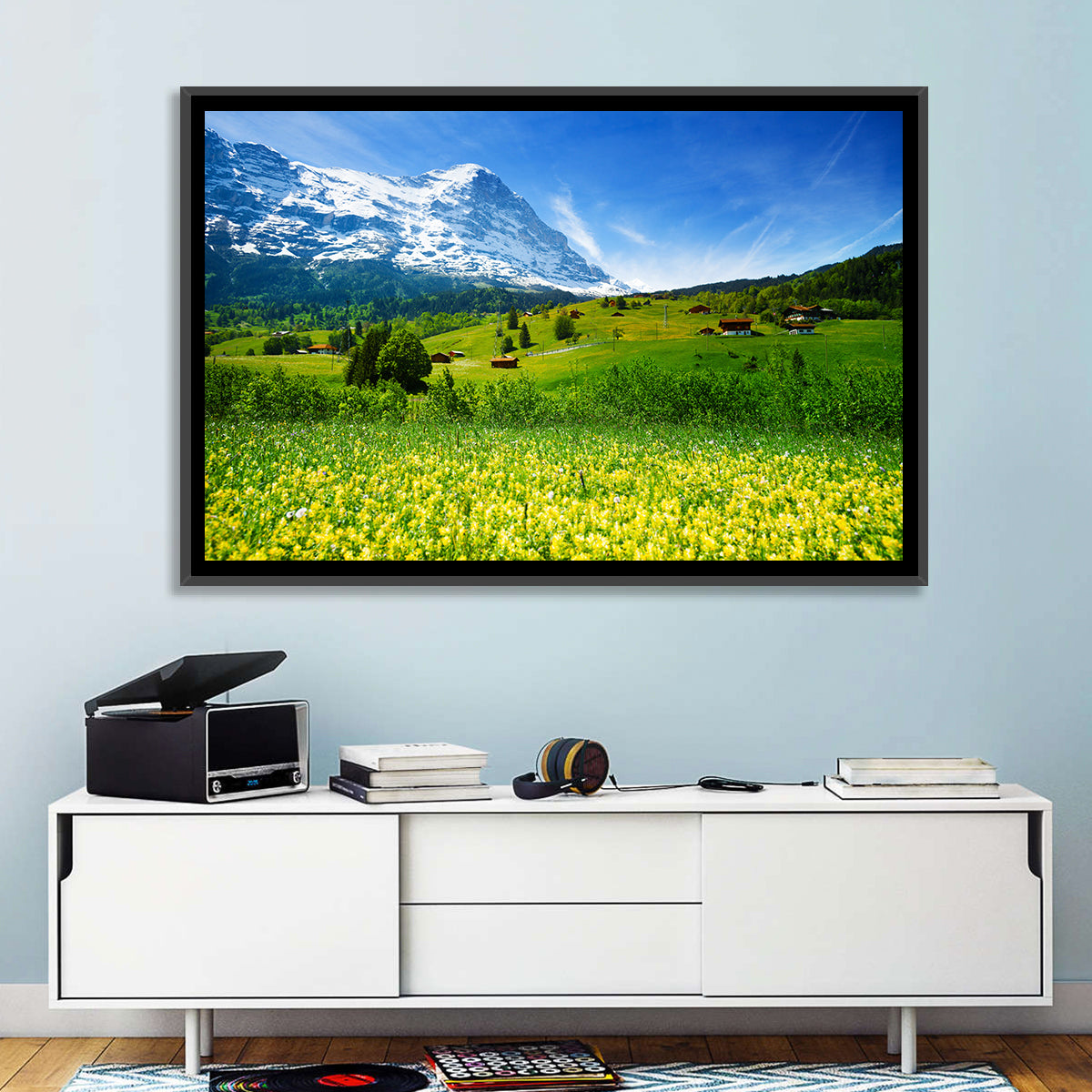 Alpine Wildflower Meadow Wall Art in a room, landscape