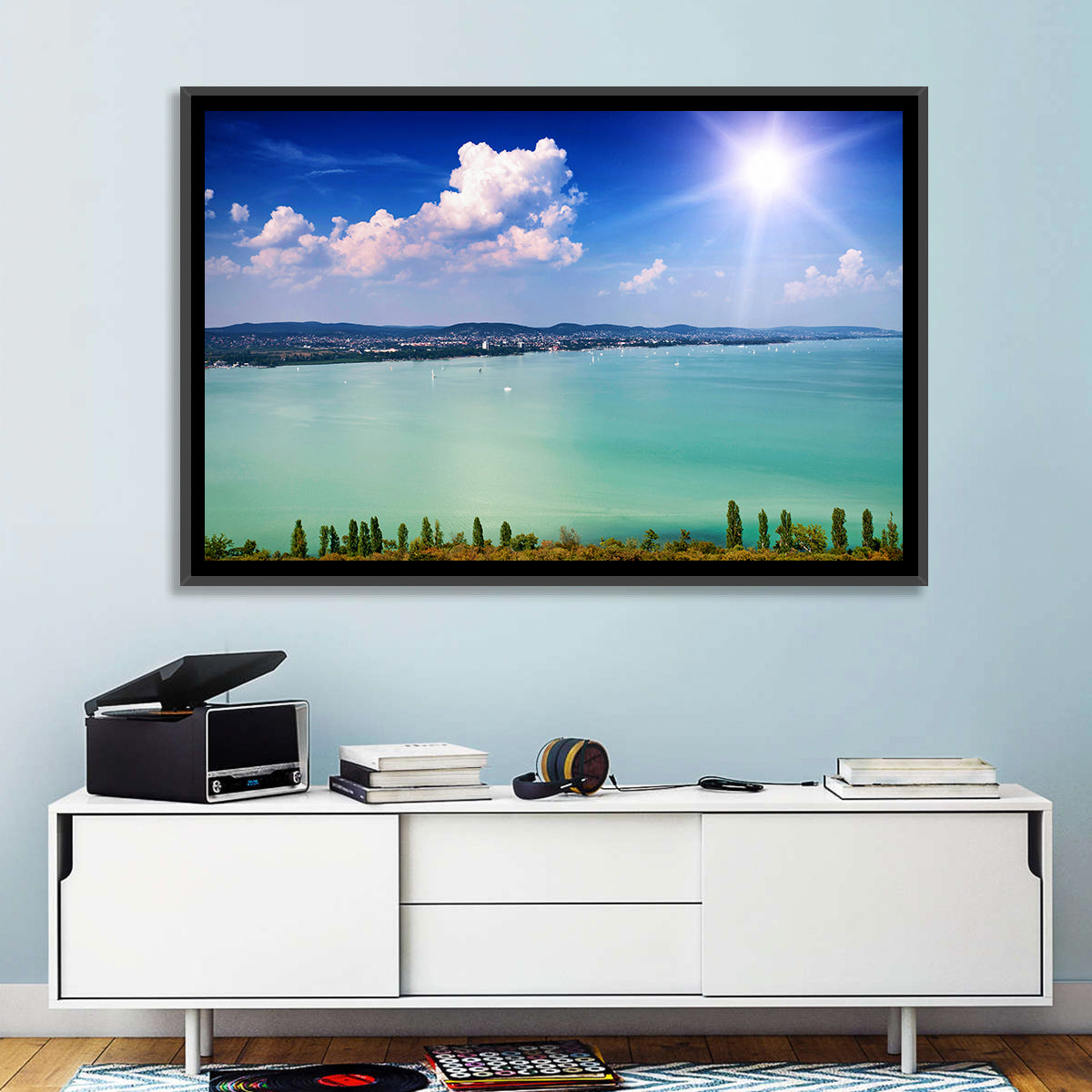 Tihany View Lake Balaton Wall Art in a room, landscape
