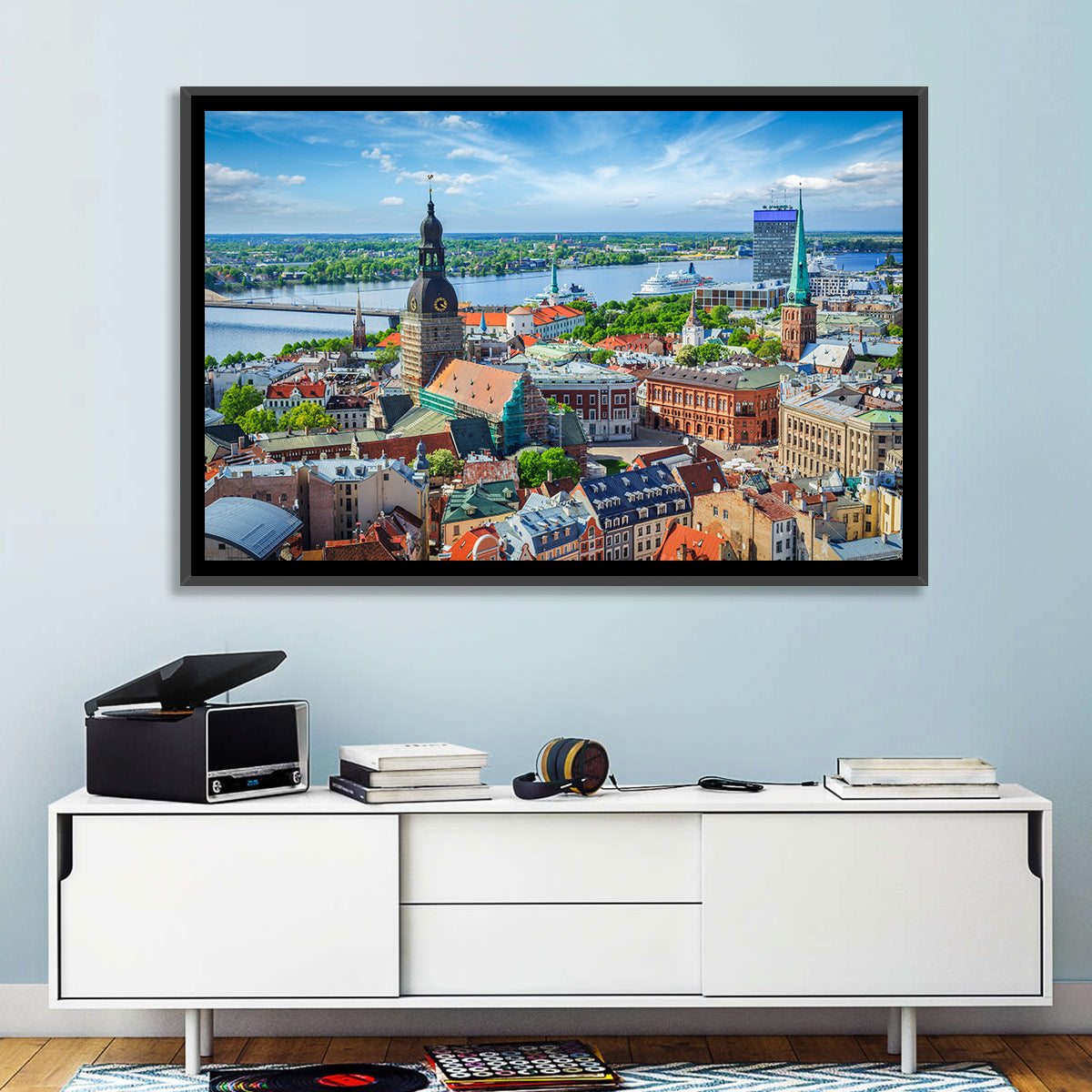 Riga Cityscape Wall Art in a room, landscape