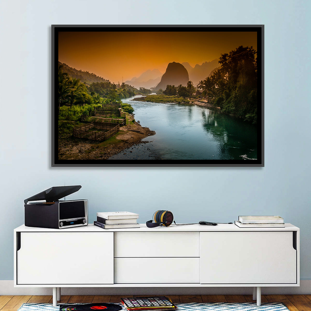 Nam Song River Wall Art in a room, landscape
