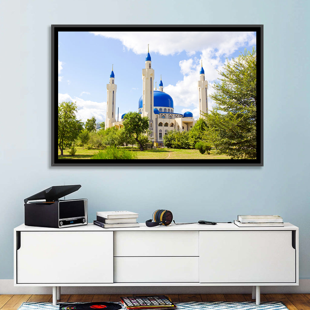 Blue Domed Mosque with Golden Minarets Wall Art
