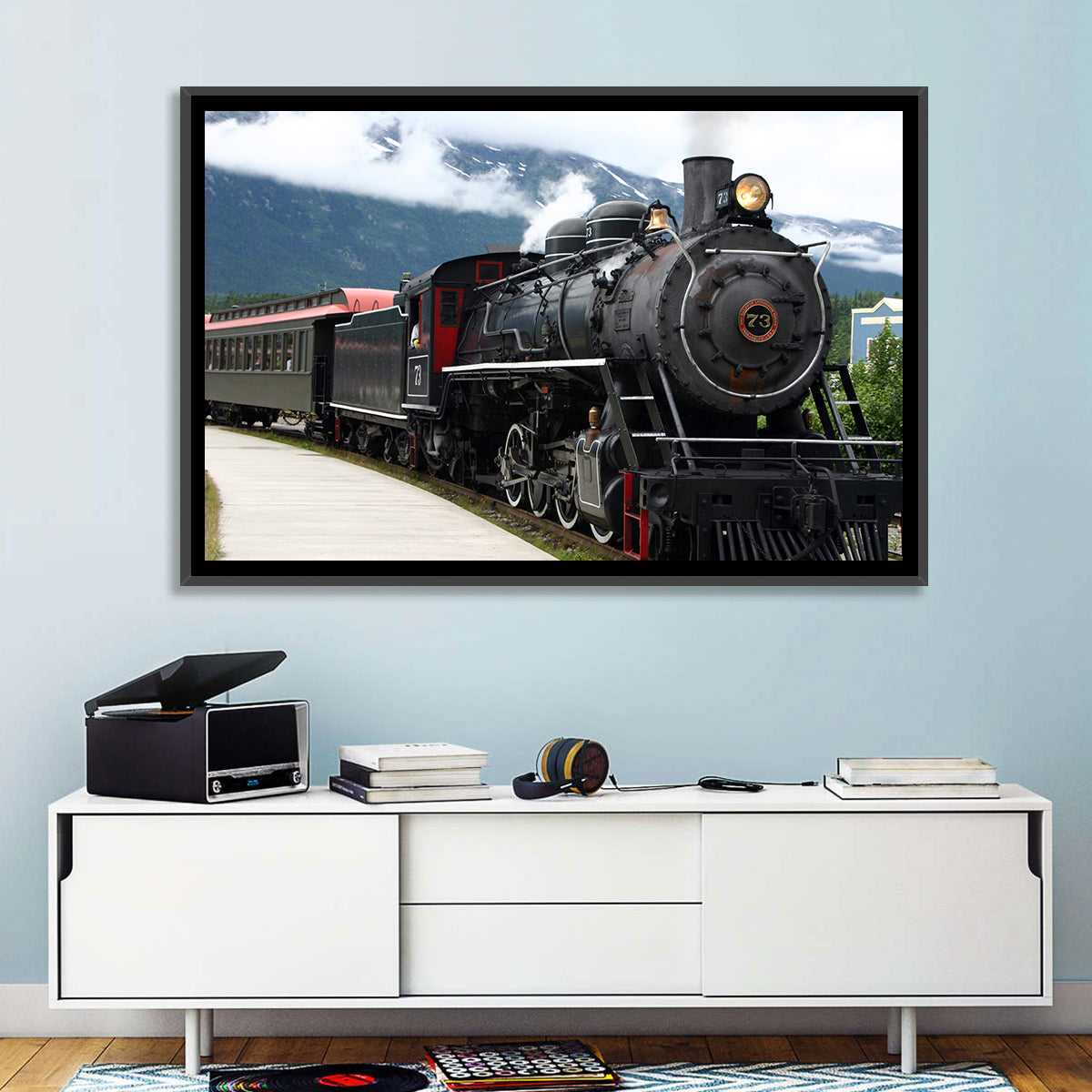 Skagway Steam Locomotive No. 73 Wall Art in a room, landscape
