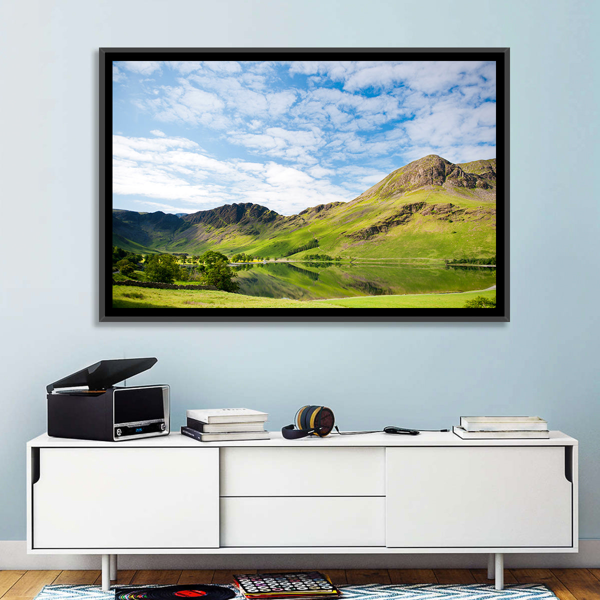Haystacks Reflection at Buttermere Wall Art in a room, landscape