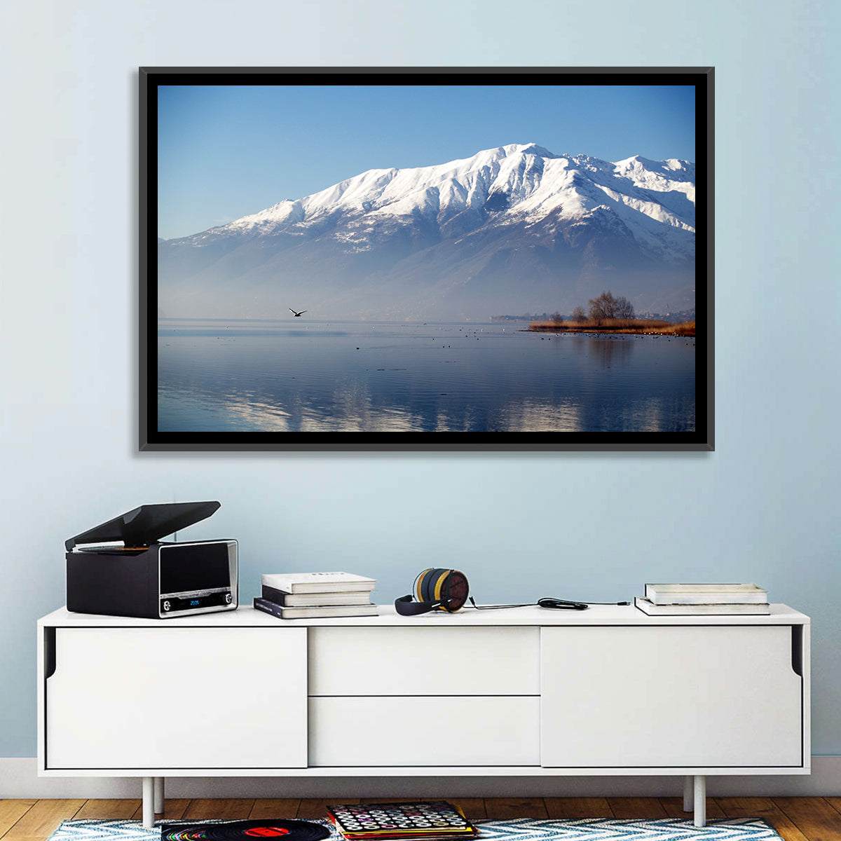 Lake Como Reflection Wall Art in a room, landscape