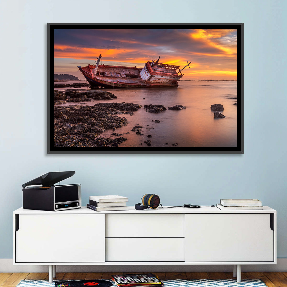 Shipwreck at Sunset Wall Art