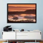 Lapland Sunrise Over Misty Lake Wall Art