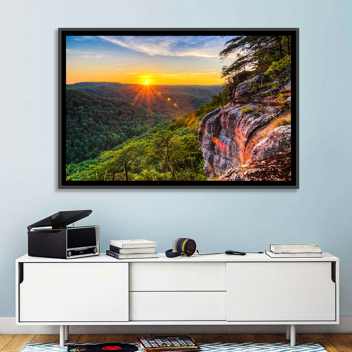 Big South Fork Gorge Sunset Wall Art in a room, landscape