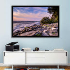 Lake Michigan Rocky Shoreline at Dusk Wall Art