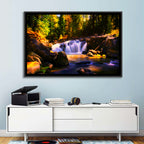 Autumn Mountain Waterfall Wall Art