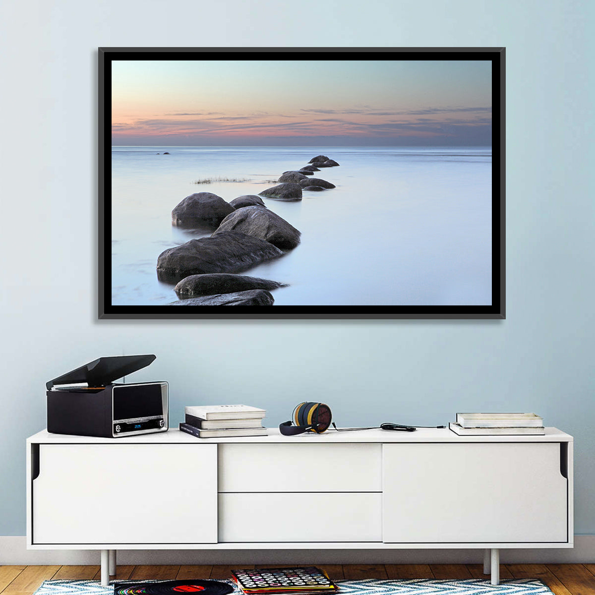 Baltic Sea Stones Wall Art in a room, landscape