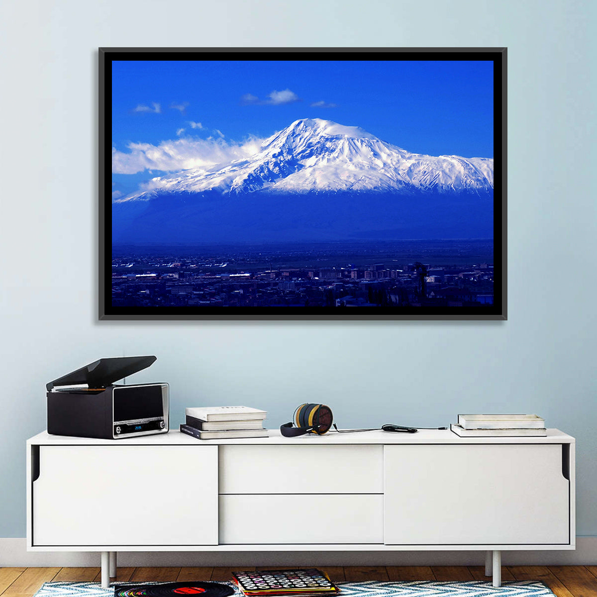 Mount Ararat Over Yerevan Wall Art in a room, landscape