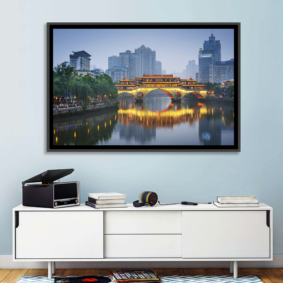 Anshun Bridge at Twilight Wall Art in a room, landscape
