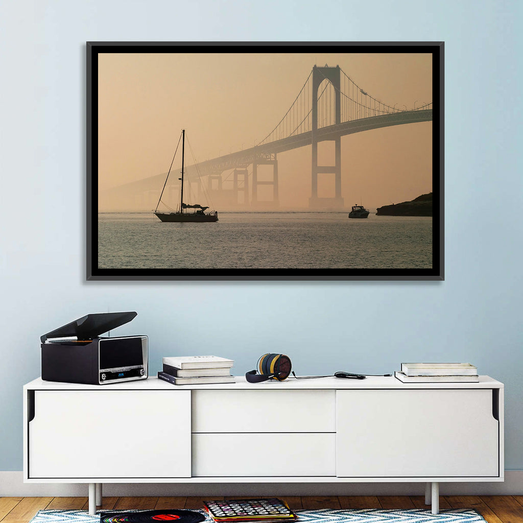 Newport Bridge in Golden Haze Wall Art
