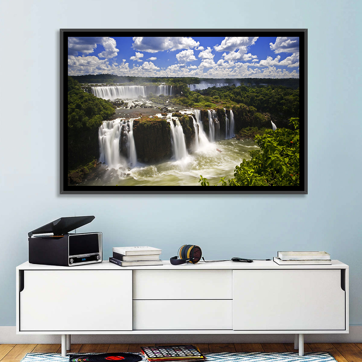 Iguazu Falls River View Wall Art in a room, landscape