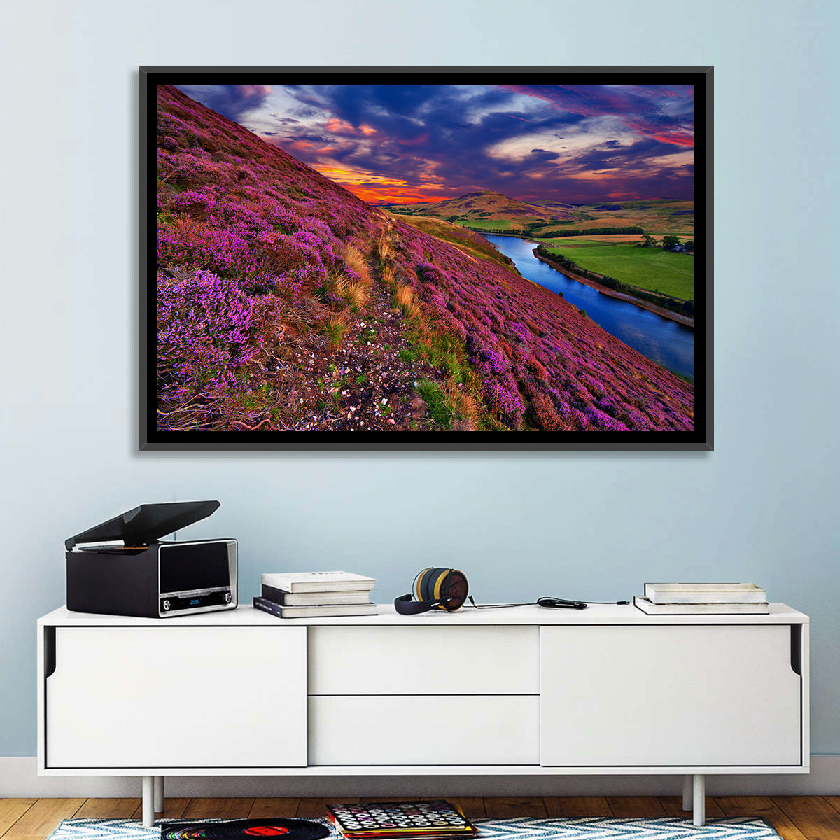 Pentland Hills Heather, Edinburgh Wall Art in a room, landscape