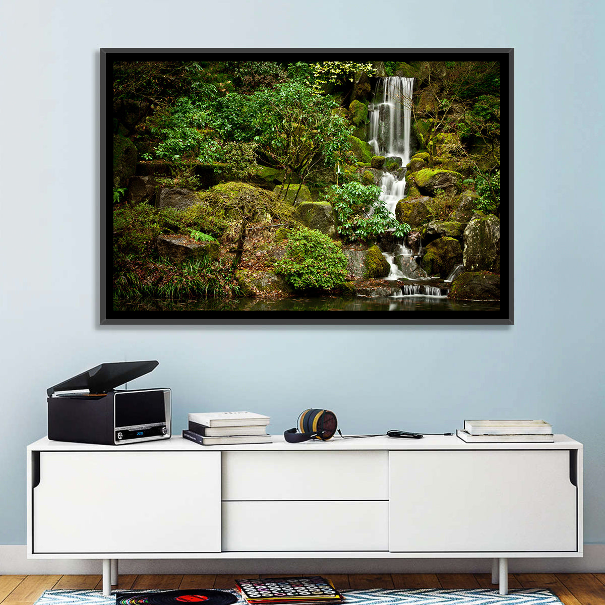 Secluded Mossy Waterfall Wall Art