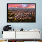 Portland Skyline at Sunset Wall Art