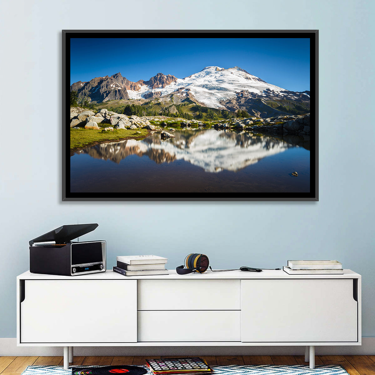 Snow-capped Mount Baker Wall Art in a room, landscape