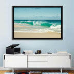 Turquoise Wave on Sandy Beach Wall Art