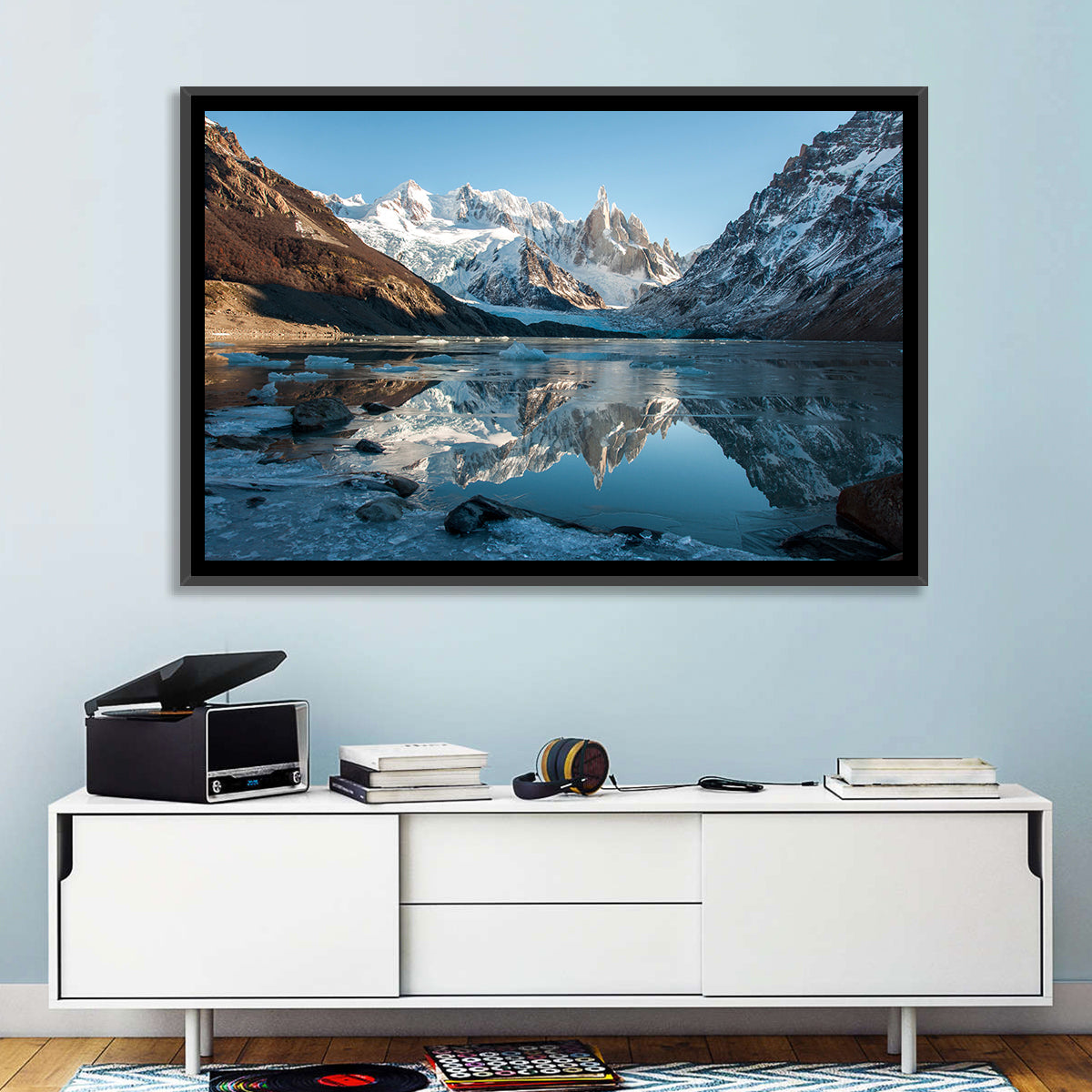 Cerro Torre Reflection, Laguna Torre Wall Art in a room, landscape